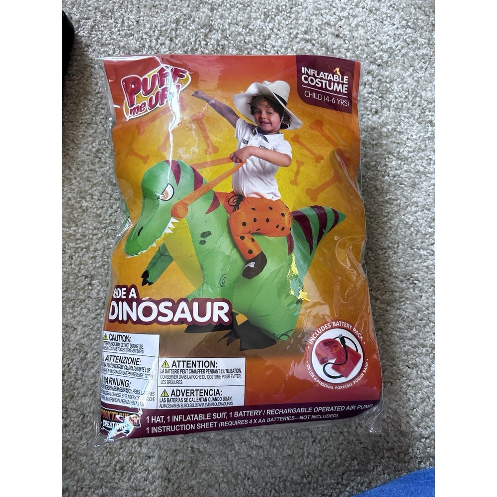 Puff Me Up Rise A Dinosaur Little Kids Inflatable Halloween Costume 4-6 Years